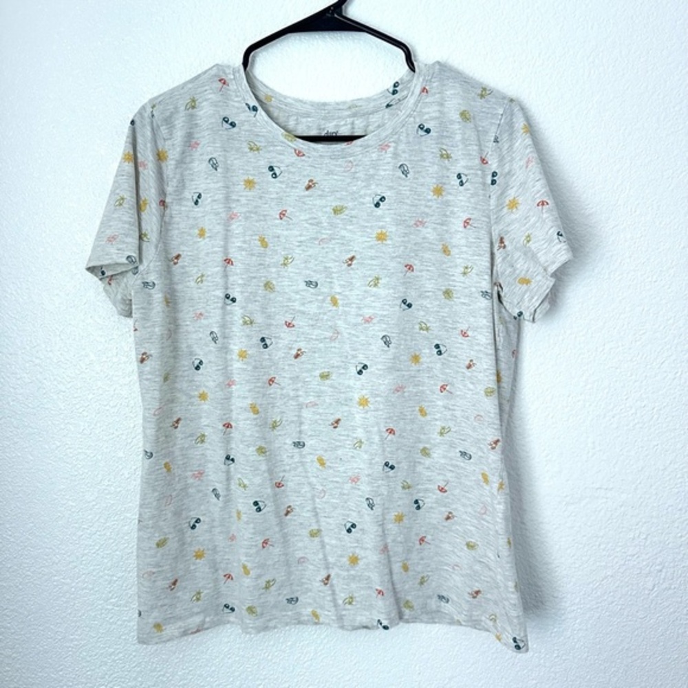 Dip Beach T-Shirt Women’s XL Gray Casual Short Sleeve Vacation Top